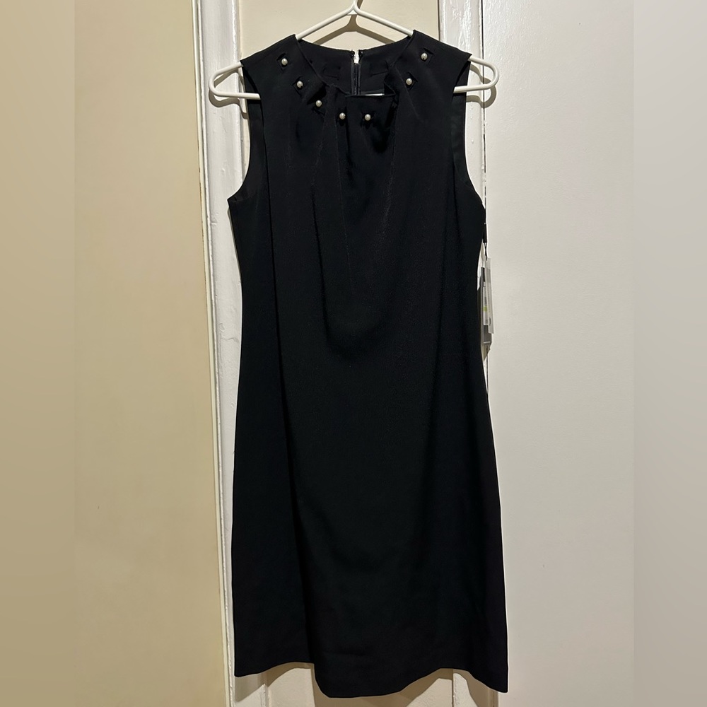KARL LAGERFELD Black sleeveless pearl accent dress